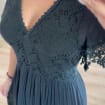 Black Lace Maxi Dress for Women, Boho V-neck Summer Dress, Flowy Cottagecore Dress, Elegant Wedding Guest Dress, Romantic Long Dress.