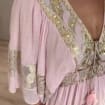 Pink Boho Maxi Dress Whit Batwing Sleeves, Elegant Flowy Bohemian Dress for Women, Long Flowy Maxi Dress, Stunning Pink Boho Maxi Dress.