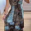 Silk Boho Maxi Dress, Paisley Silk Dress for Women, Blue Brown Summer Dress, Flowy Beach Dress, Resort Wear, Bohemian Dress, Hippie Boho.