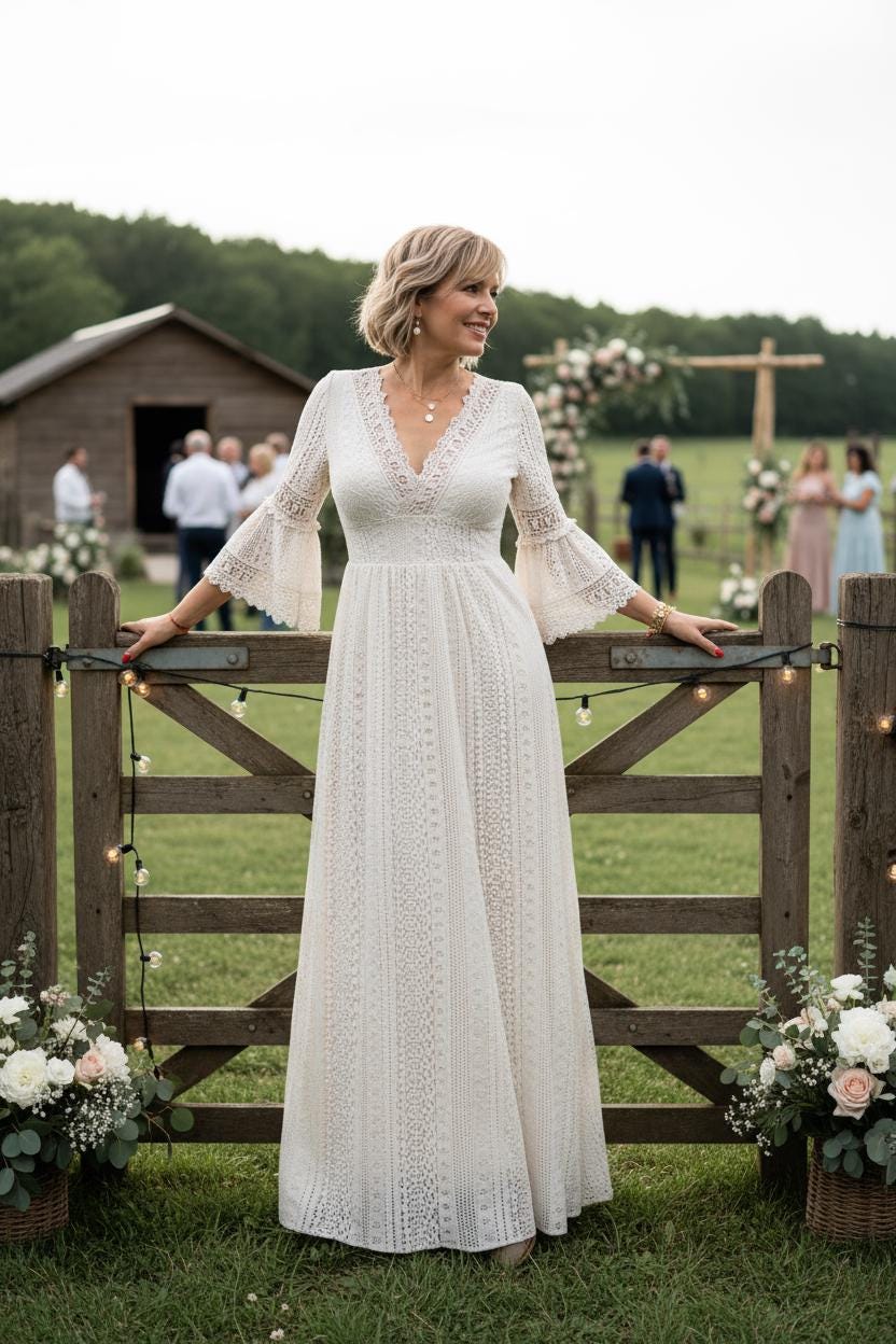 White Wedding Dress, Boho Lace White Dress, Dress Pattern, Beach Wedding Dress, Bohemian Bride Dress, Lace White Dress, Formal Dress.