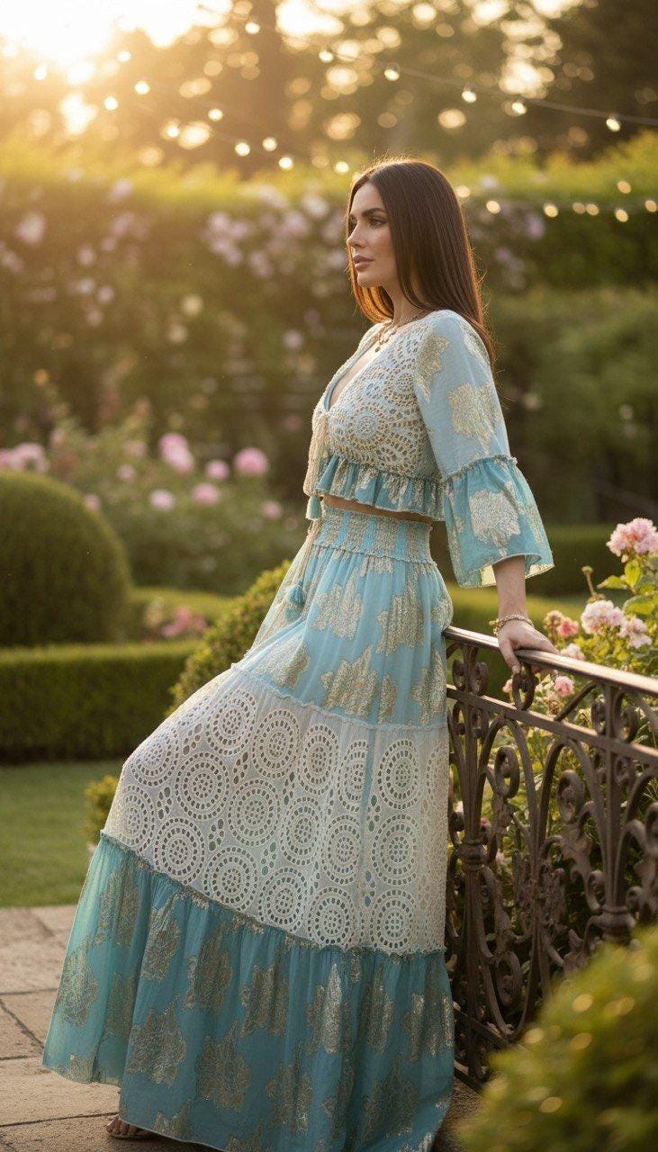 Two Piece Set Women, Boho Two Piece, Flow Summer Outfit, Boho Two Piece Set Women, Women's Two Piece Skirt Set, Elegant Skirt and Top.