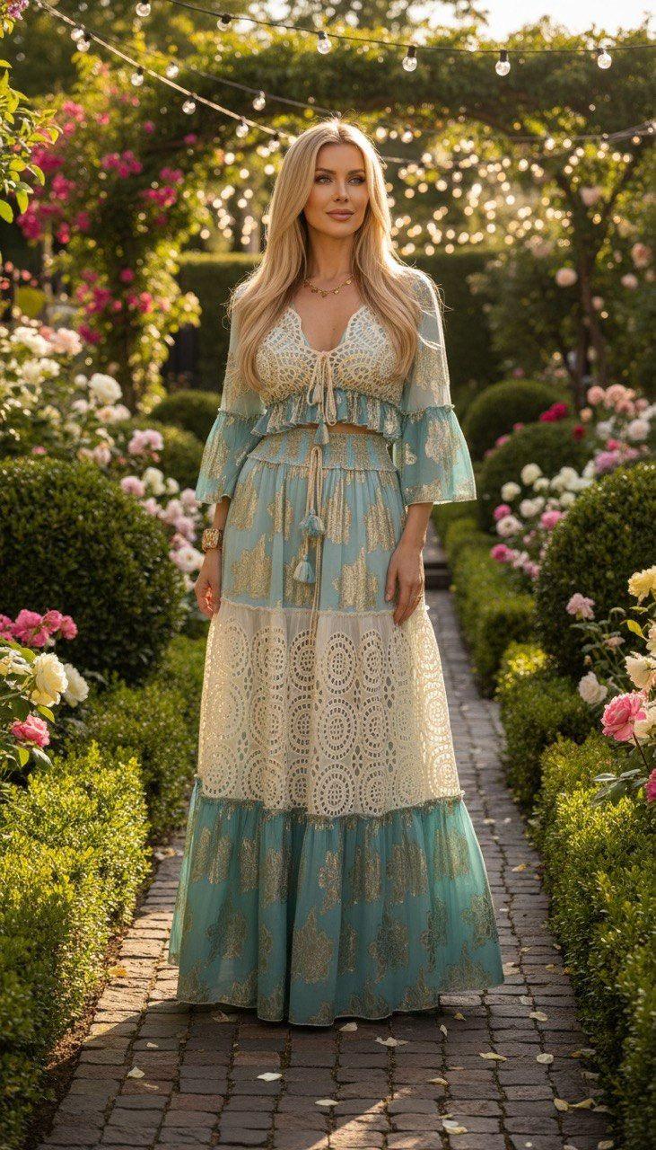 Two Piece Set Women, Boho Two Piece, Flow Summer Outfit, Boho Two Piece Set Women, Women's Two Piece Skirt Set, Elegant Skirt and Top.