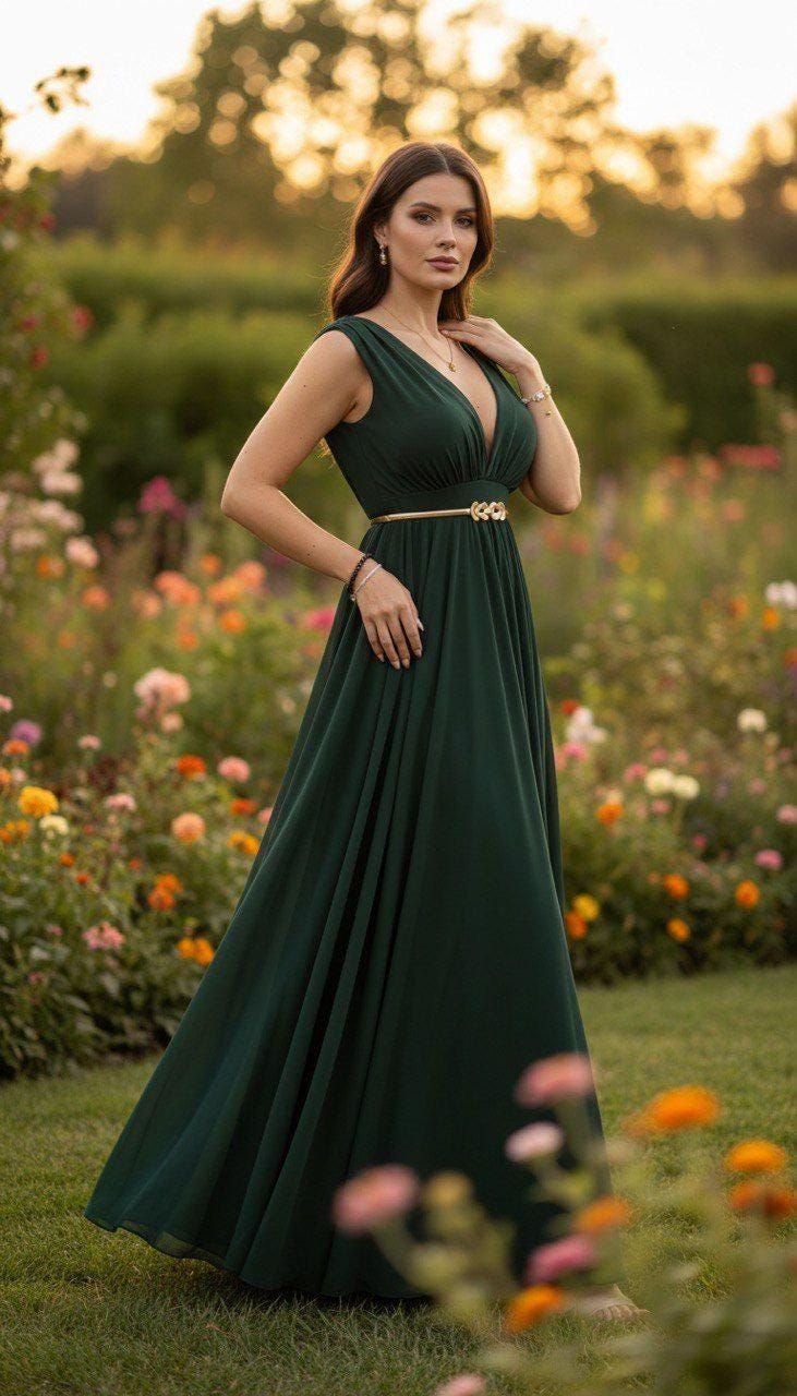 Sleeveless Ceremony Dress for Women – Elegant Formal Evening Dress, Wedding Guest Outfit, Minimalist Chic Long Dress