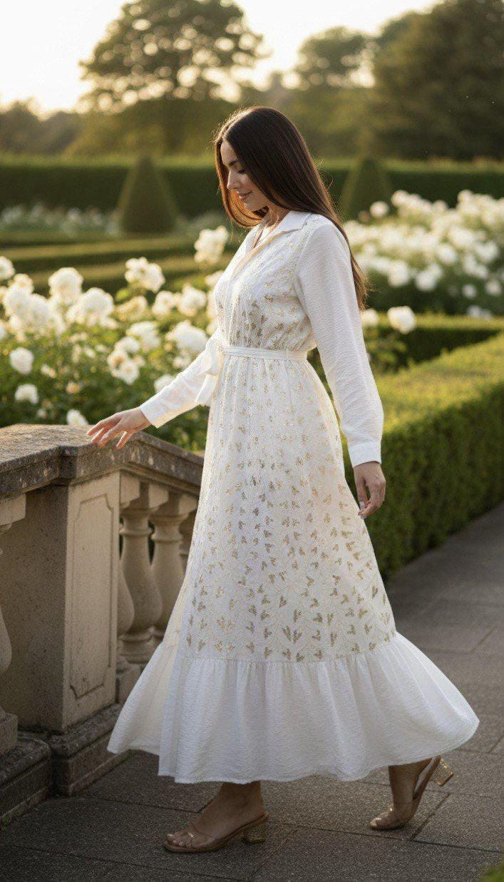 White Boho Dress, Boho Dress for Women, Maxi Boho Dress, Wedding Boho Dress, Coachella Dress, Flowy Dress, Cotton Maxi Dress.