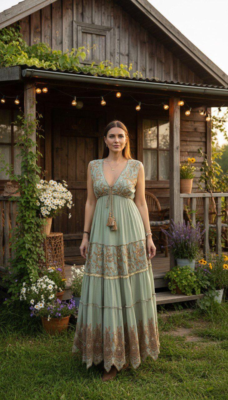 Maxi Boho Dress for Women, Bohemian Maxi Dress, Boho Wedding Dress, Dress Pattern, Boho Kleid, Coachella Dress, Hippie Dress, Formal Dress.