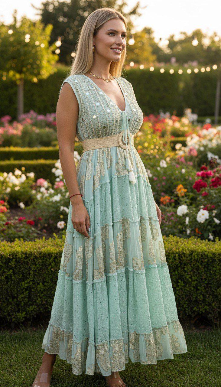 Yellow Boho Maxi Dress Sleeveless, Long Flowy Summer Dress, Beach Vacation Outfit, Elegant Bohemian Maxi Dress for Women, Boho Maxi Dress.