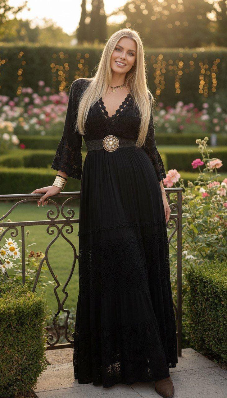 Boho Wedding Dress, Long Sleeve Lace Bridal Gown, V Neck Bohemian Wedding Dress, Civil Wedding Dress, Rustic Bride.