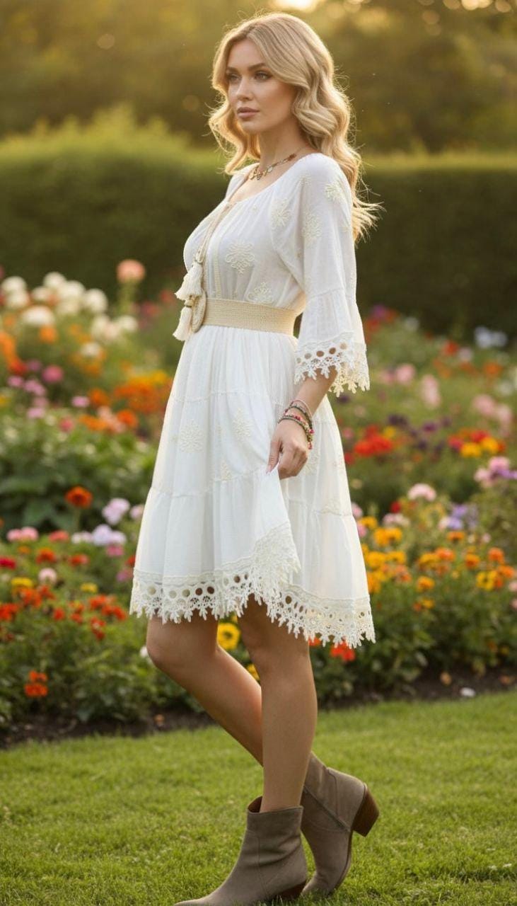 Boho Short Cotton Dress for Women, Summer Mini Dress, Boho Kleid, Boho, Casual Beach Outfit, Mini Boho Dress, Hippie Mini Dress, Boho Dress.