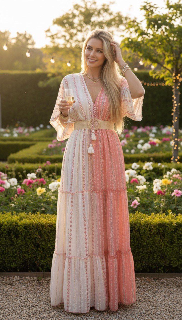 Boho Yellow Maxi Dress for Women, Flowy Resort Dress, Summer Vacation Dress, Bohemian Long Dress, Beach Wedding Guest Outfit.