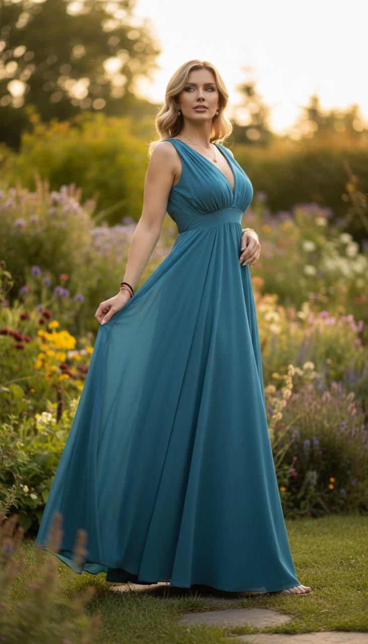 Sleeveless Ceremony Dress for Women – Elegant Formal Evening Dress, Wedding Guest Outfit, Minimalist Chic Long Dress
