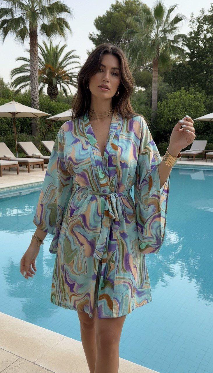 Two Piece Silk Boho Dress, Pants and Top, Two Piece Boho Set, Two Piece Bohemian Dress, Bohemian Two Piece, Hippie Two Piece Set.