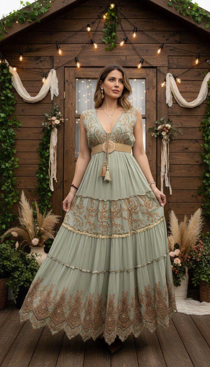 Maxi Boho Dress for Women, Bohemian Maxi Dress, Boho Wedding Dress, Dress Pattern, Boho Kleid, Coachella Dress, Hippie Dress, Formal Dress.