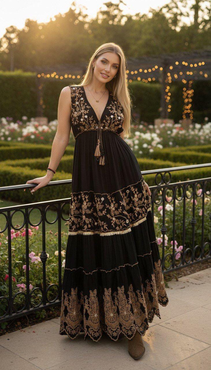 Maxi Boho Dress for Women, Bohemian Maxi Dress, Boho Wedding Dress, Dress Pattern, Boho Kleid, Coachella Dress, Hippie Dress, Formal Dress.