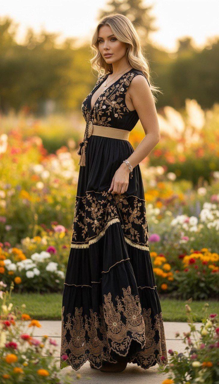 Maxi Boho Dress for Women, Bohemian Maxi Dress, Boho Wedding Dress, Dress Pattern, Boho Kleid, Coachella Dress, Hippie Dress, Formal Dress.