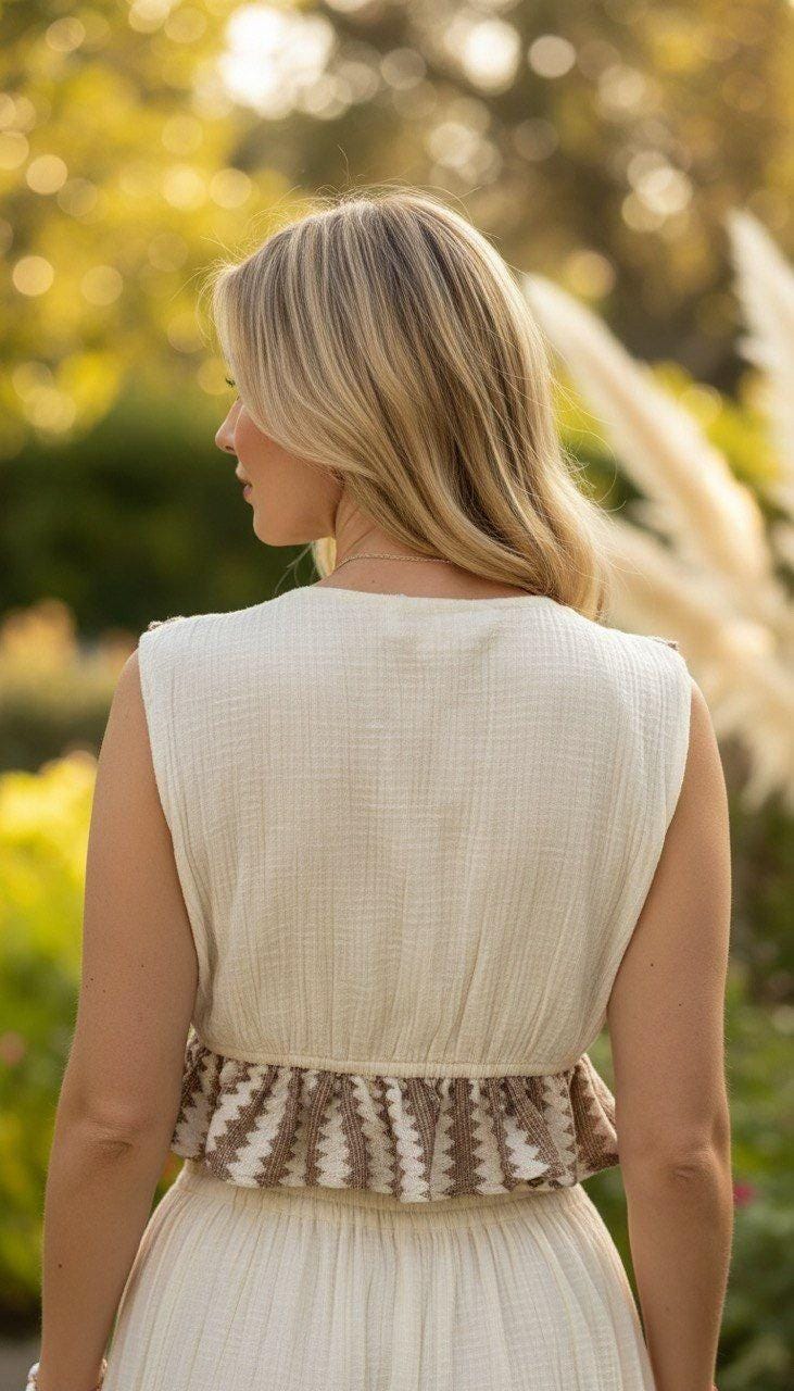 Two Piece Boho Set, Jupe Boho, Maxi Skirt and Crop Top, Bohemian Summer Outfit, Boho Chic Two Piece Set, Hippie Summer Outfit.