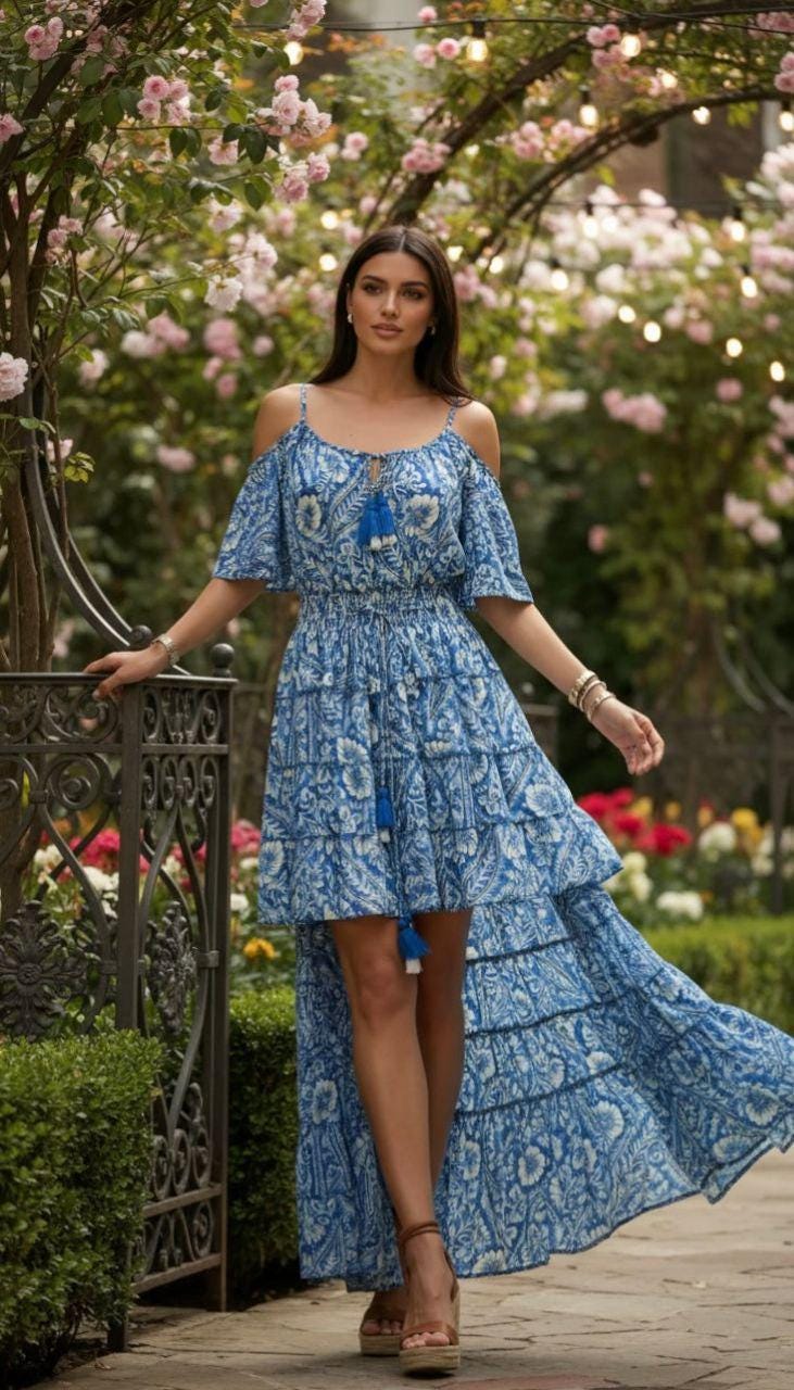 Boho Silk Maxi Dress for Women, Long Summer Dress, Flowy Beach Vacation Dress, Elegant Bohemian Sundress, Ibiza Style Outfit, Gown for Women