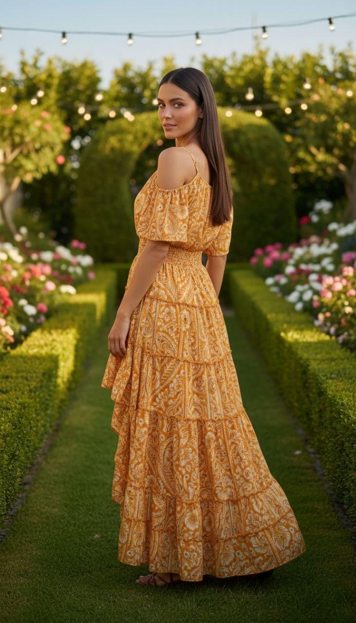 Boho Silk Maxi Dress for Women, Long Summer Dress, Flowy Beach Vacation Dress, Elegant Bohemian Sundress, Ibiza Style Outfit, Gown for Women