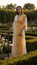 Boho Yellow Maxi Dress for Women, Flowy Resort Dress, Summer Vacation Dress, Bohemian Long Dress, Beach Wedding Guest Outfit.