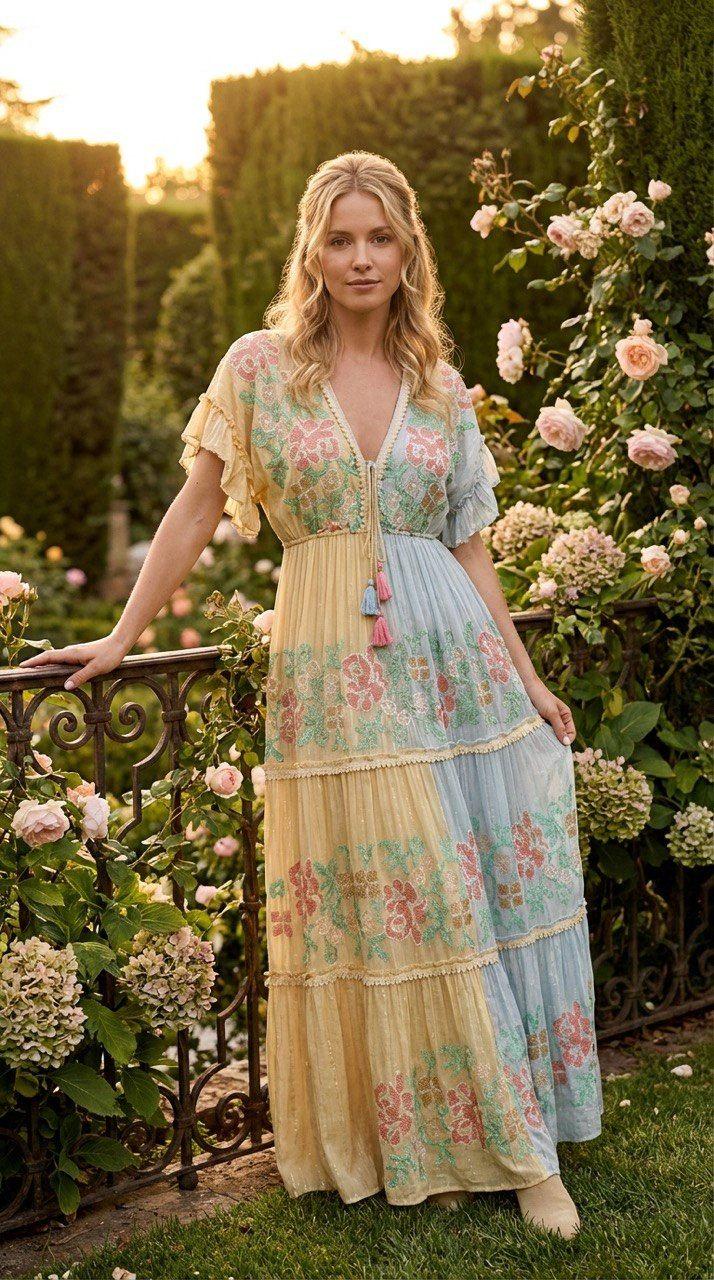 Pink Boho Maxi Dress for Women, Long Flowy Bohemian Dress, Romantic Summer Beach Dress, Festival Outfit, Boho Kleid, Boho Chic Dress, Hippie