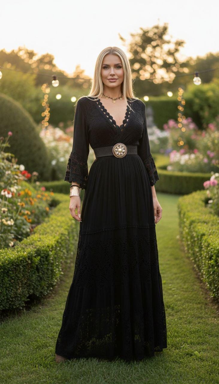 Black Maxi Boho Dress, Black Cotton Dress, Boho Wedding Dress, Bohemian Dresses, Beach Wedding Dress, Boho Dress, Formal Dress.