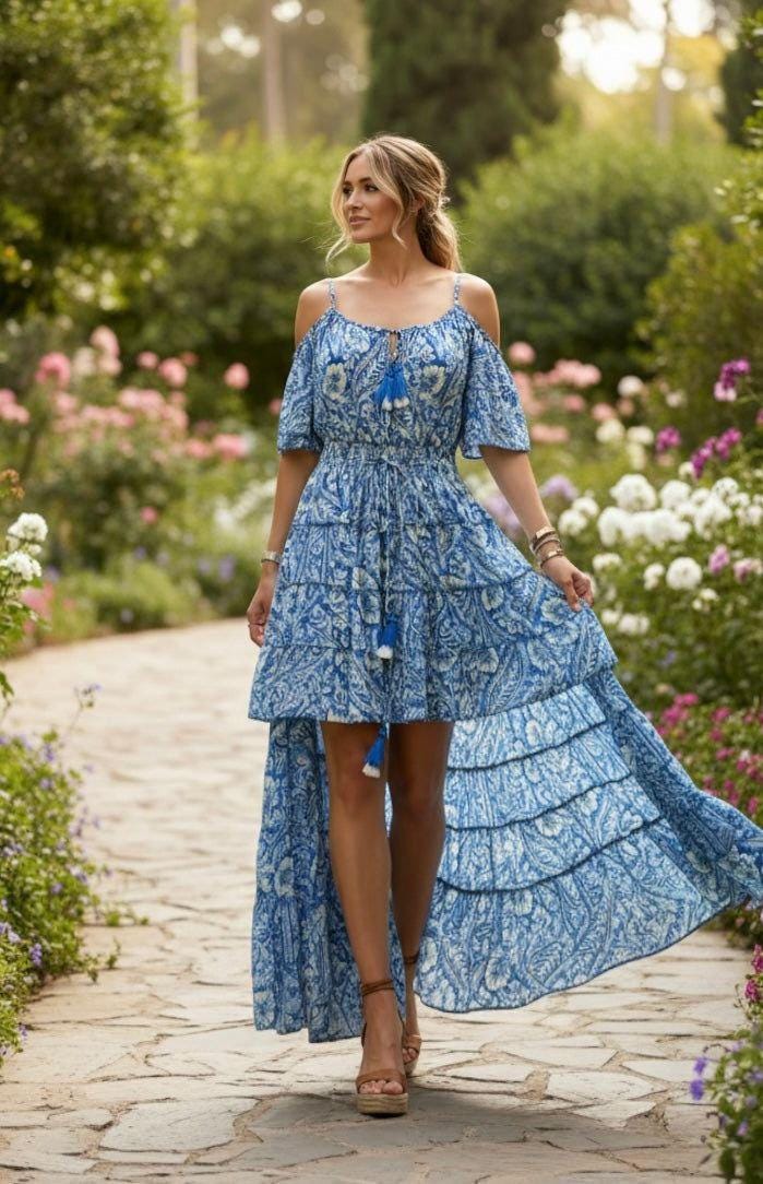 Boho Silk Maxi Dress for Women, Long Summer Dress, Flowy Beach Vacation Dress, Elegant Bohemian Sundress, Ibiza Style Outfit.