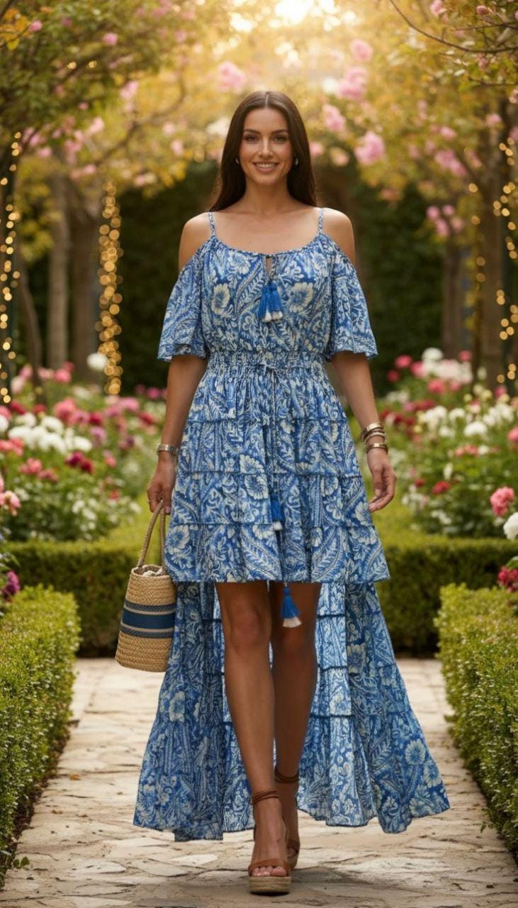 Boho Silk Maxi Dress for Women, Long Summer Dress, Flowy Beach Vacation Dress, Elegant Bohemian Sundress, Ibiza Style Outfit, Gown for Women
