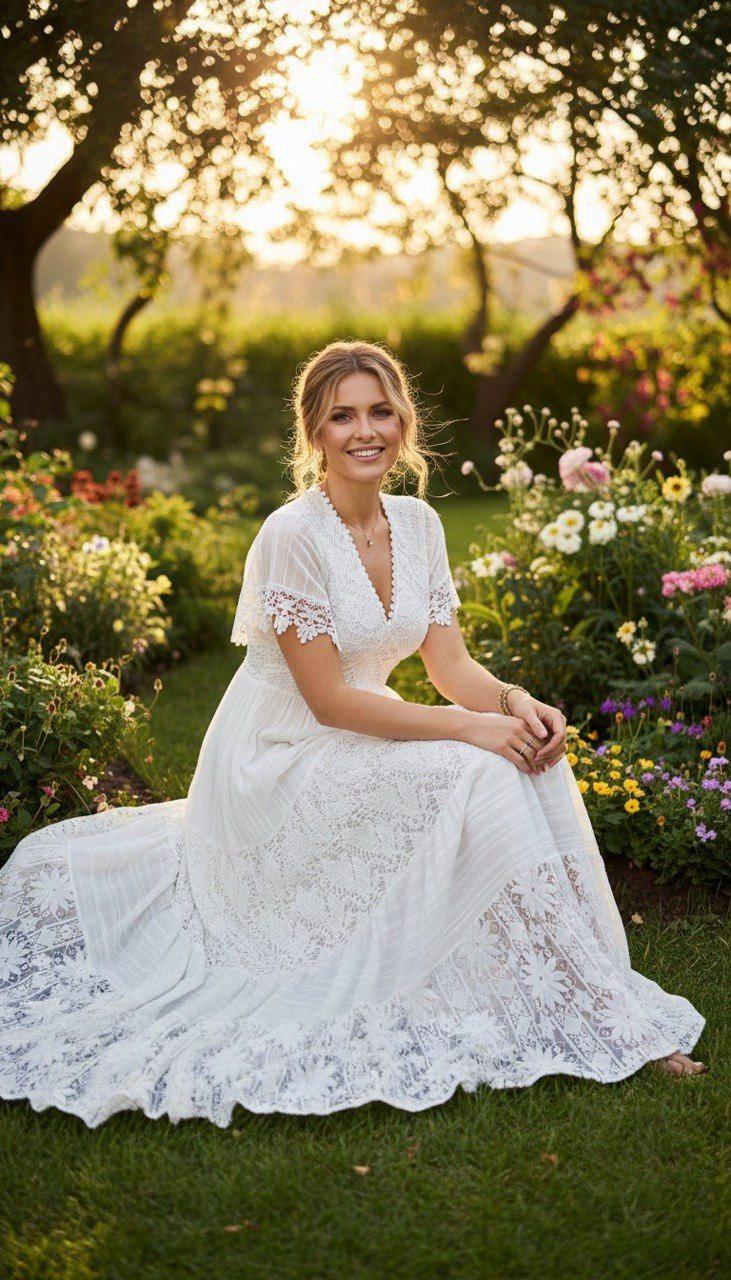 Boho Blue Lace Wedding Dress, Blue Boho Dress, Beach Wedding Dress, Bohemian Bride Dress, Boho Kleid, Blue Handmade Dress.