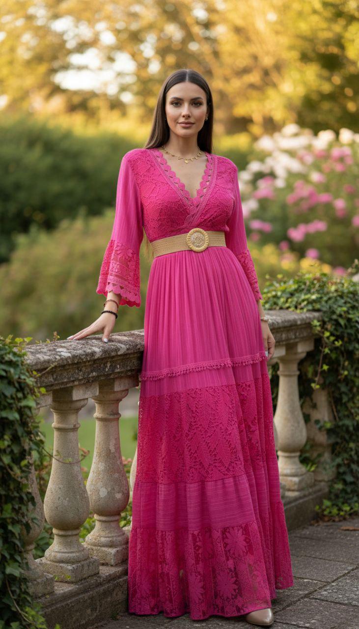 Pink Boho Dress, Boho Wedding Dress, Bohemian Dresses, Beach Wedding Dress, Boho Dress, Formal Dress, Boho Dress, Flowy Dress.