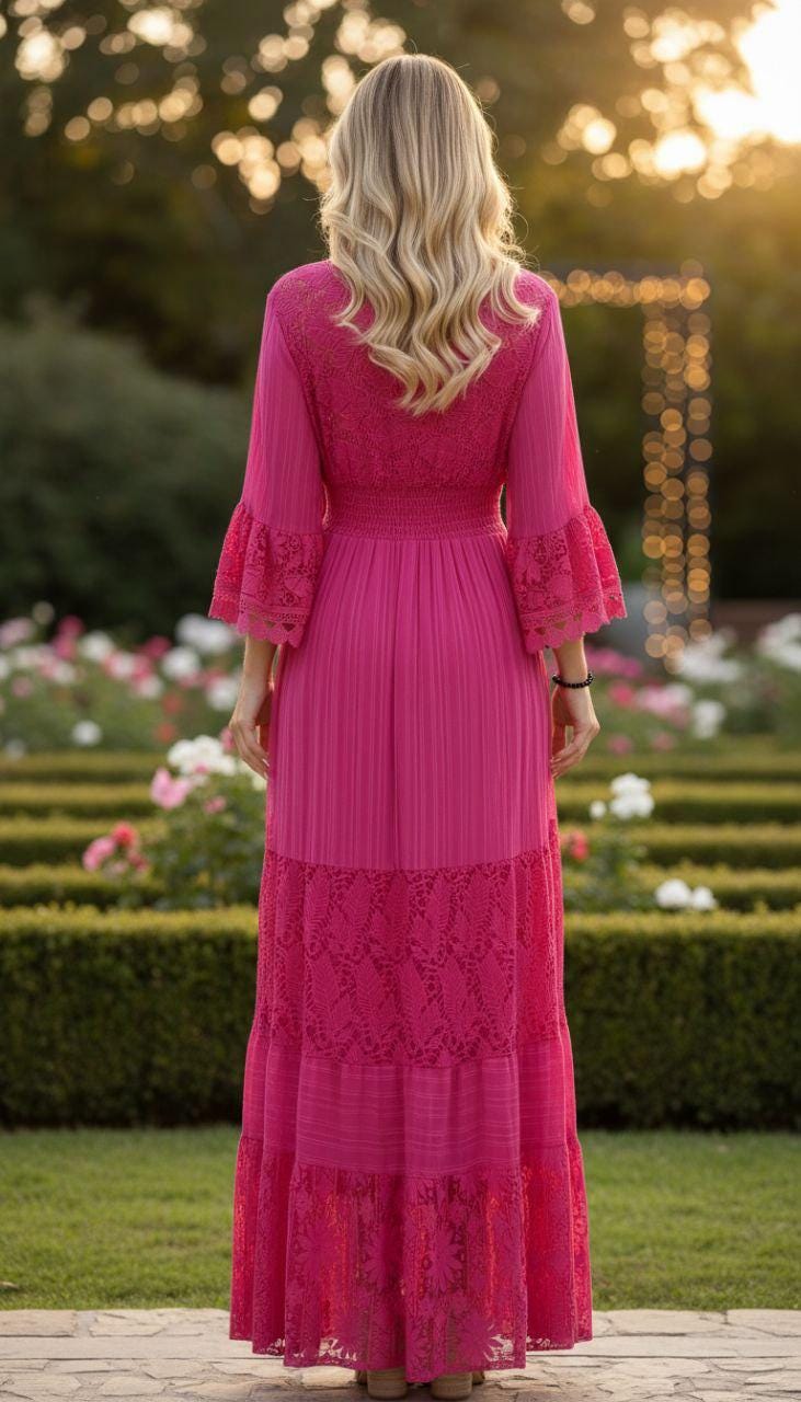 Pink Boho Dress, Boho Wedding Dress, Bohemian Dresses, Beach Wedding Dress, Boho Dress, Formal Dress, Boho Dress, Flowy Dress.