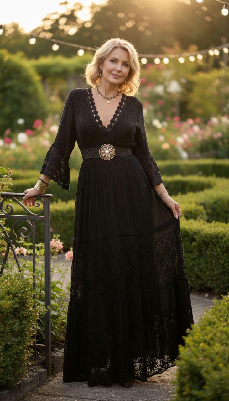 Black Maxi Boho Dress, Black Cotton Dress, Boho Wedding Dress, Bohemian Dresses, Beach Wedding Dress, Boho Dress, Formal Dress.