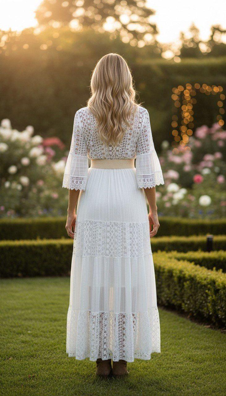 Lace White Boho Dress, Boho Wedding Dress, Bohemian Dresses, Beach Wedding Dress, Boho Dress, Formal Dress, Boho Dress.