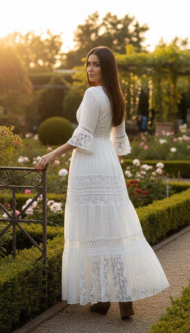 Lace White Boho Dress, Boho Wedding Dress, Bohemian Dresses, Beach Wedding Dress, Boho Dress, Formal Dress, Boho Dress.