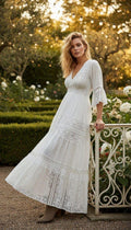 Lace White Boho Dress, Boho Wedding Dress, Bohemian Dresses, Beach Wedding Dress, Boho Dress, Formal Dress, Boho Dress.