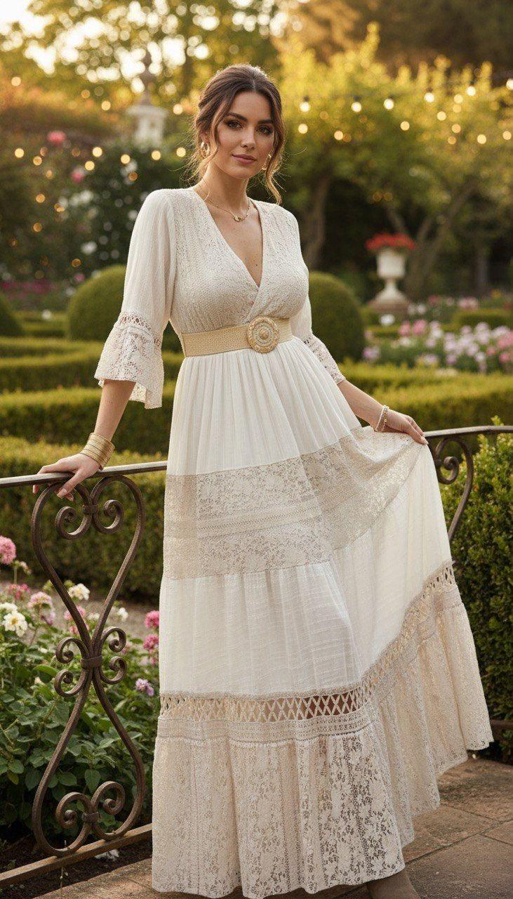 Lace White Boho Dress, Boho Wedding Dress, Bohemian Dresses, Beach Wedding Dress, Boho Dress, Formal Dress, Boho Dress.