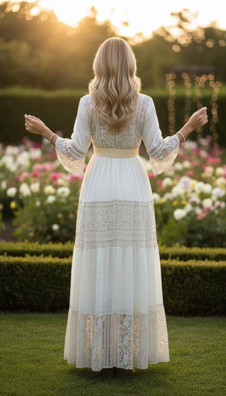 Lace White Boho Dress, Boho Wedding Dress, Bohemian Dresses, Beach Wedding Dress, Boho Dress, Formal Dress, Boho Dress.