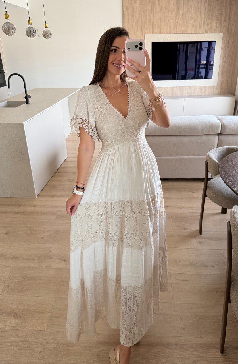 Boho Blue Lace Wedding Dress, Blue Boho Dress, Beach Wedding Dress, Bohemian Bride Dress, Boho Kleid, Blue Handmade Dress.