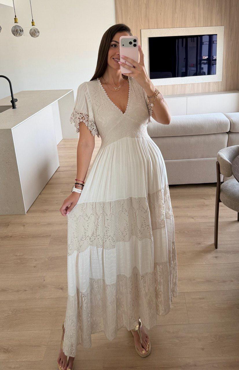 Boho Blue Lace Wedding Dress, Blue Boho Dress, Beach Wedding Dress, Bohemian Bride Dress, Boho Kleid, Blue Handmade Dress.