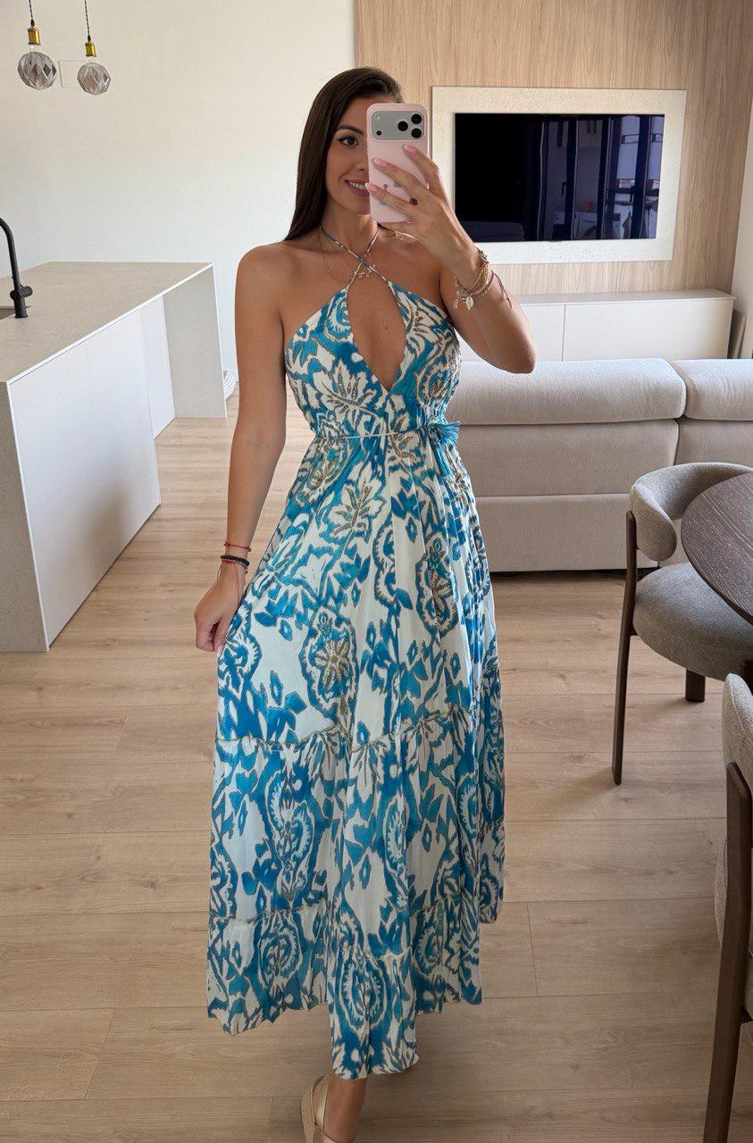 Cotton Slip Dress With Gold Beading, Strappy Maxi Dress for Women, Wedding Guest Dress, Beach Boho Dress, Ibiza Dress, Festival Dress.