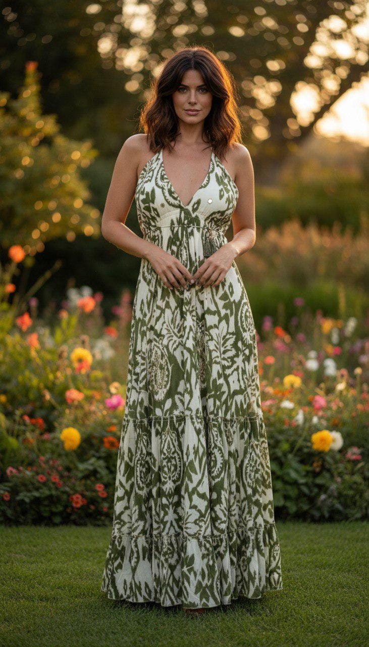 Cotton Slip Dress With Gold Beading, Strappy Maxi Dress for Women, Wedding Guest Dress, Beach Boho Dress, Ibiza Dress, Festival Dress.