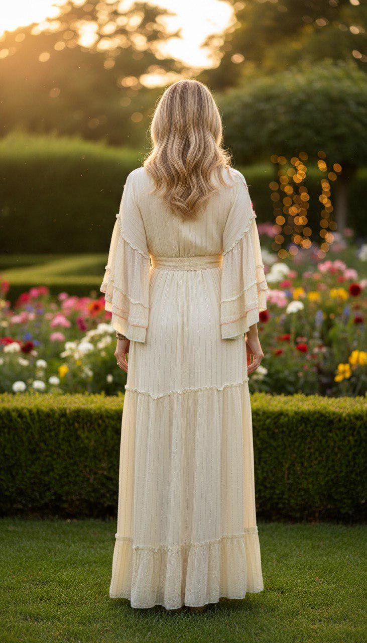 Boho Maxi Dress, Floral Embroidered Beach Dress, Cream Flowy Long Dress, V Neck Summer Dress, Romantic Bohemian Dress, Boho Dress Maxi.