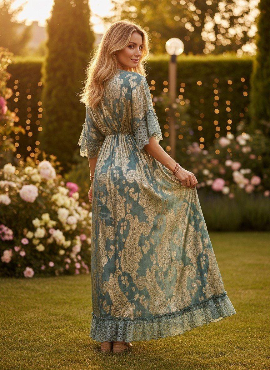 Blue Boho Dress, Bohemian Dress, Festival Boho Dress, Boho Kleid, Hippie Dress, Elegant Boho Dress, Boho, Boho Maxi Dresses.