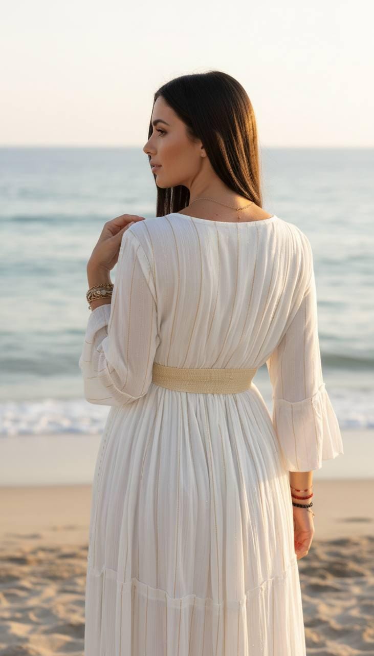 White Boho Maxi Dress for Women, Long Embroidered Summer Dress, Beach Vacation Dress, Bohemian Resort Dress, Bridal Shower Outfit.