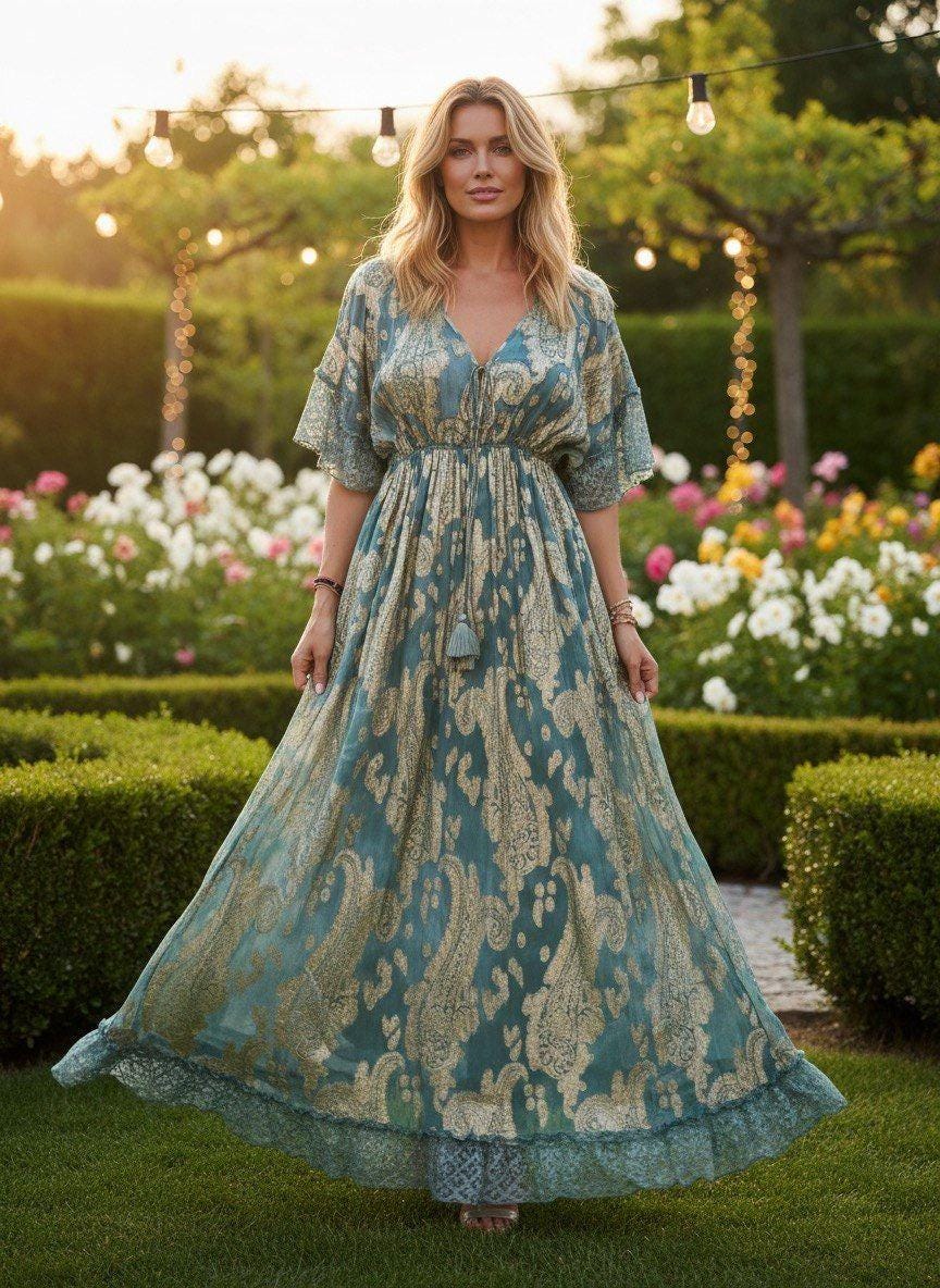 Blue Boho Dress, Bohemian Dress, Festival Boho Dress, Boho Kleid, Hippie Dress, Elegant Boho Dress, Boho, Boho Maxi Dresses.