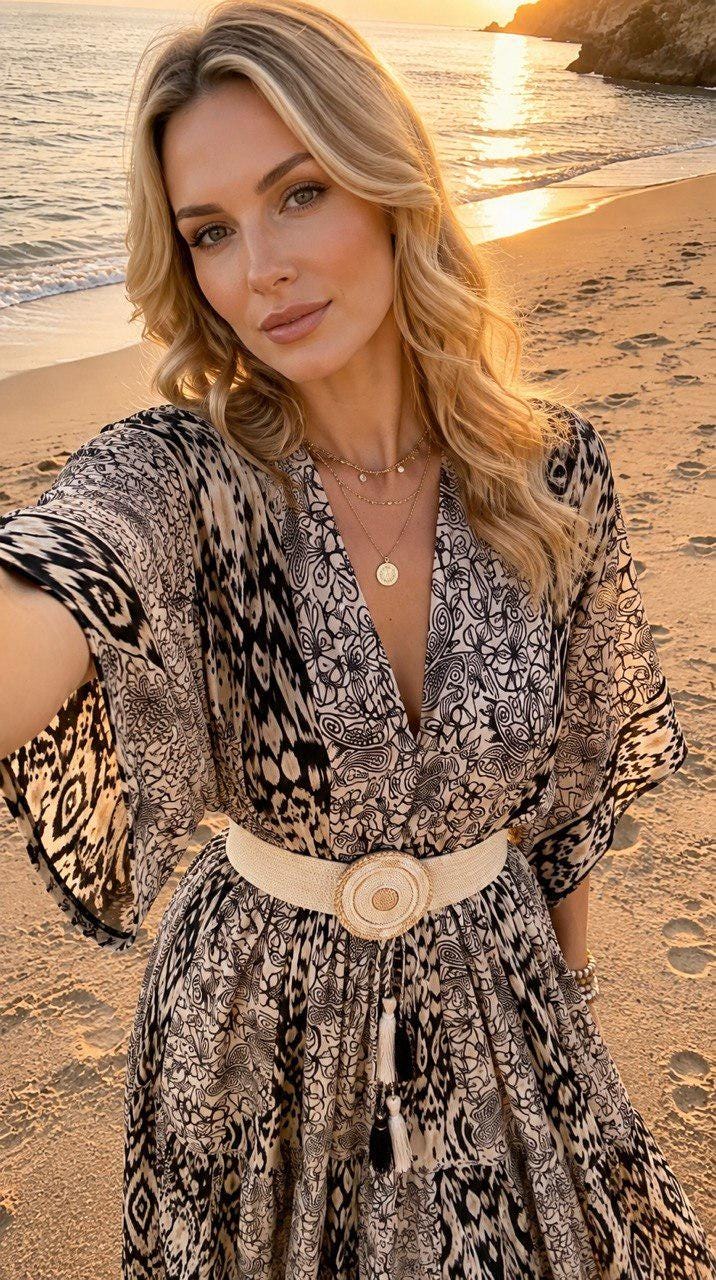 Boho Silk Maxi Dress, Paisley Print Dress, Long Summer Dress, Bohemian Dress, Beach Dress, Flowy Women Dress, Vacation Dress.