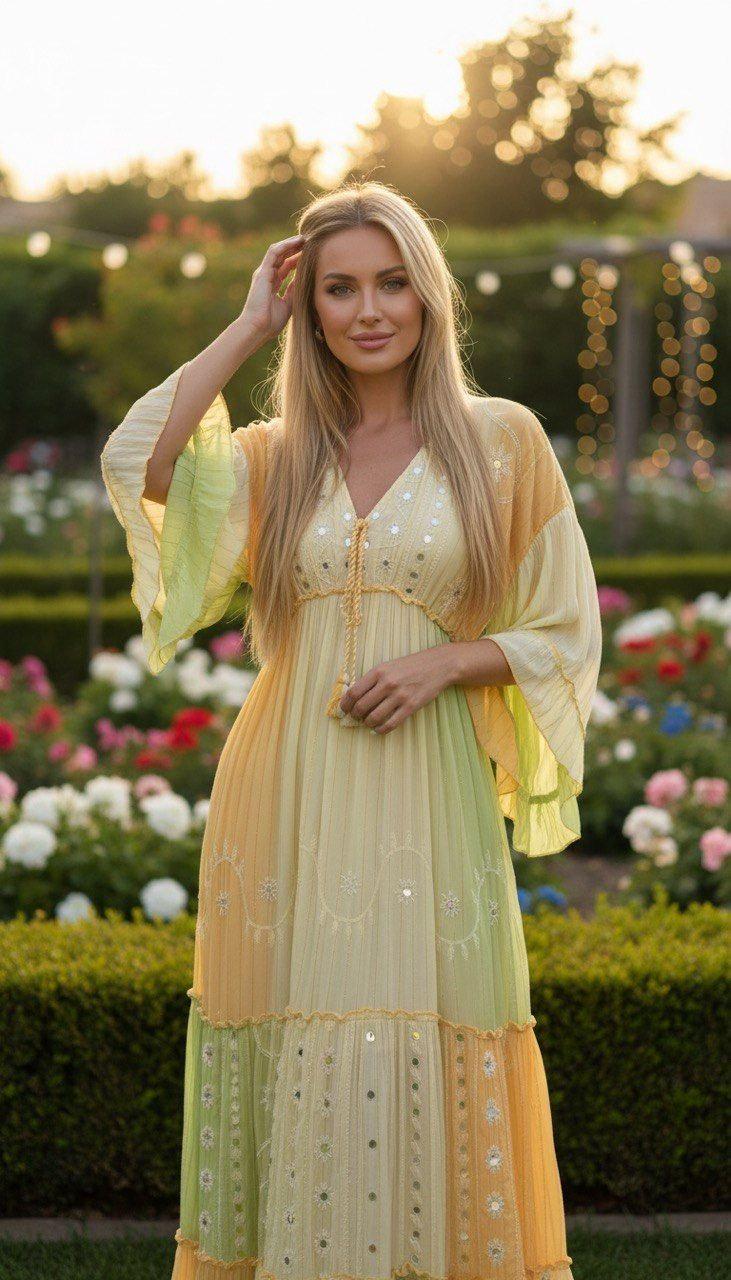 Boho Maxi Dress, Embroidered Cotton Dress, Bohemian Summer Dress, Floral Tiered Dress, Flowy Festival Dress, Beach Vacation Outfit.