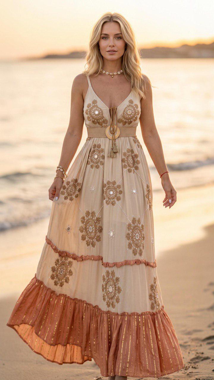 Boho Maxi Dress, Olive Green Embroidered Dress, Bohemian Summer Dress, Beach Dress, Festival Dress, Flowy Maxi Dress, Goddess Dress.