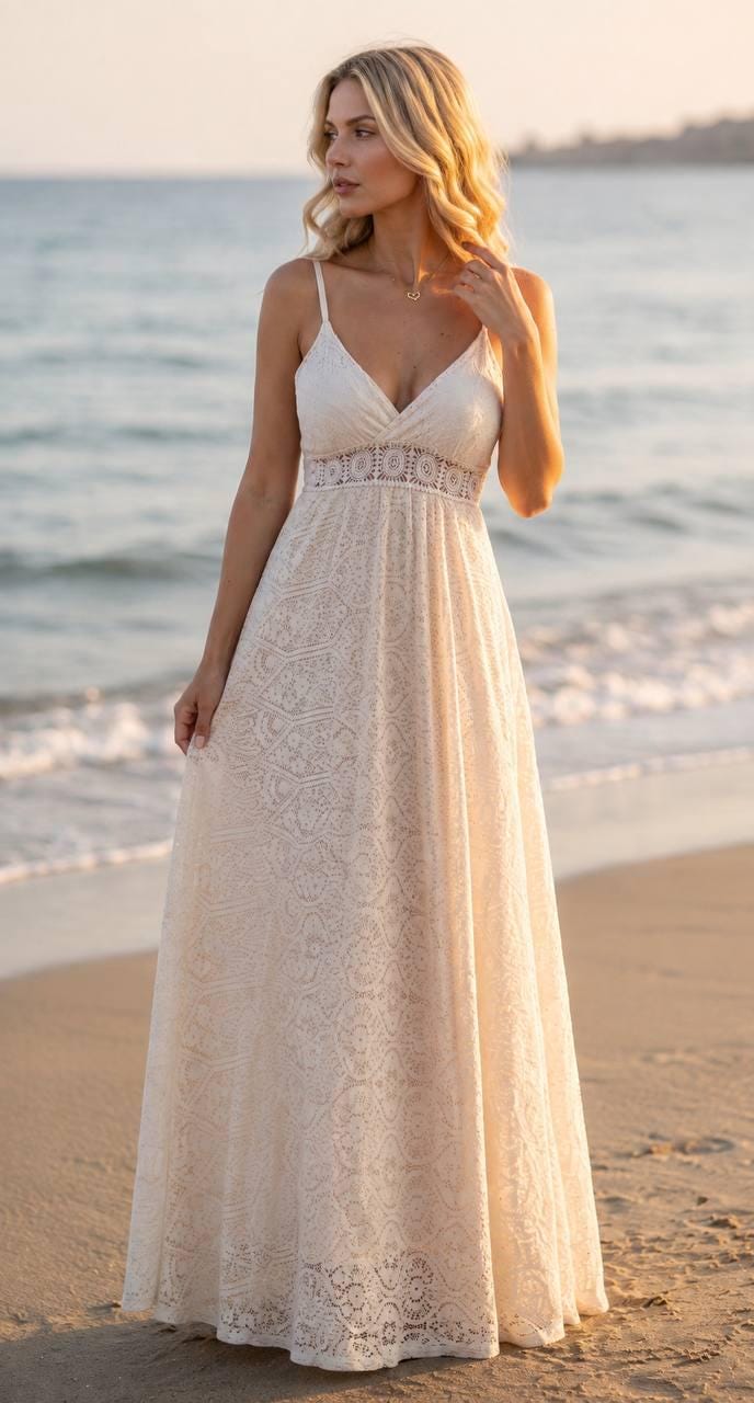 White Lace Maxi Dress, Boho Wedding Guest Dress, Spaghetti Strap Summer Dress, Beach Wedding Dress, Bohemian Bridal Shower Dress, Boho Dress