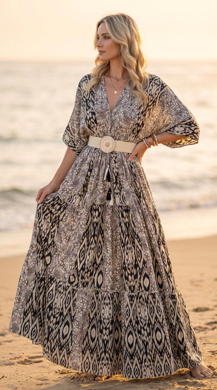 Boho Silk Maxi Dress, Paisley Print Dress, Long Summer Dress, Bohemian Dress, Beach Dress, Flowy Women Dress, Vacation Dress.