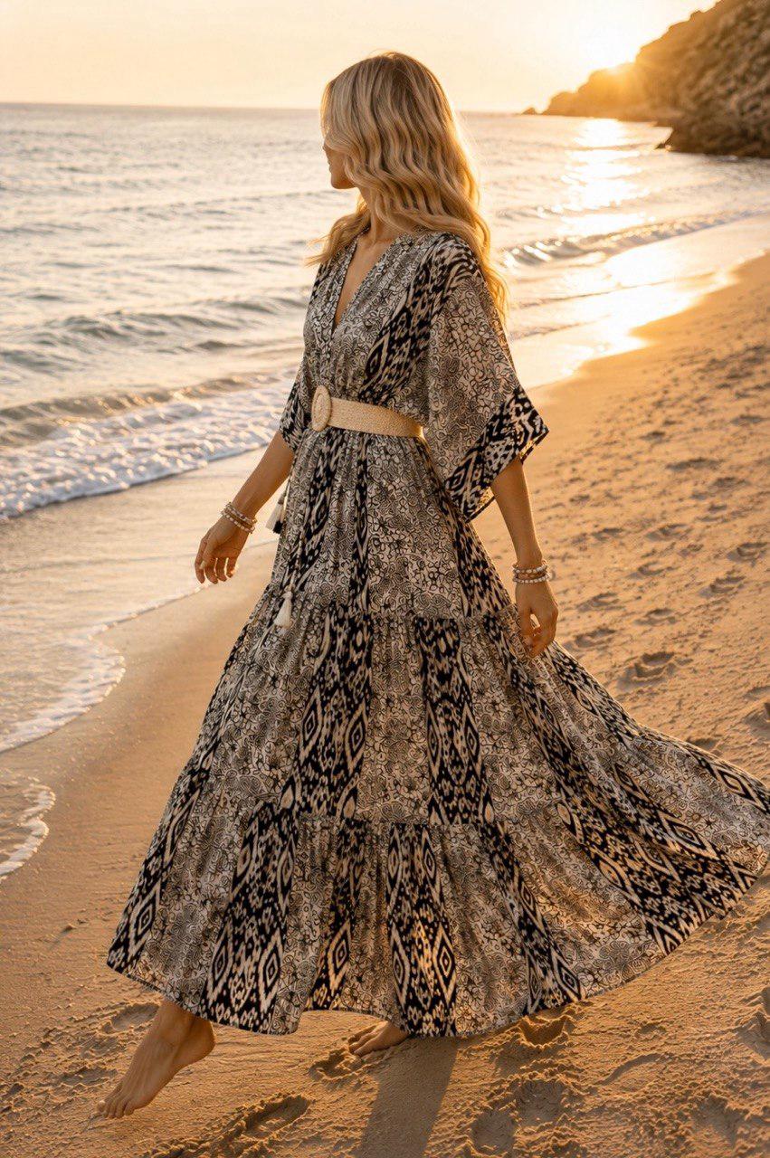 Boho Silk Maxi Dress, Paisley Print Dress, Long Summer Dress, Bohemian Dress, Beach Dress, Flowy Women Dress, Vacation Dress.