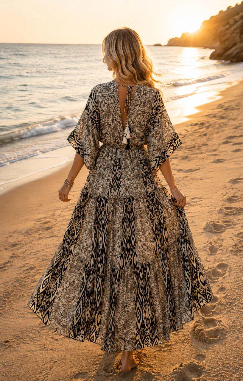 Boho Silk Maxi Dress, Paisley Print Dress, Long Summer Dress, Bohemian Dress, Beach Dress, Flowy Women Dress, Vacation Dress.